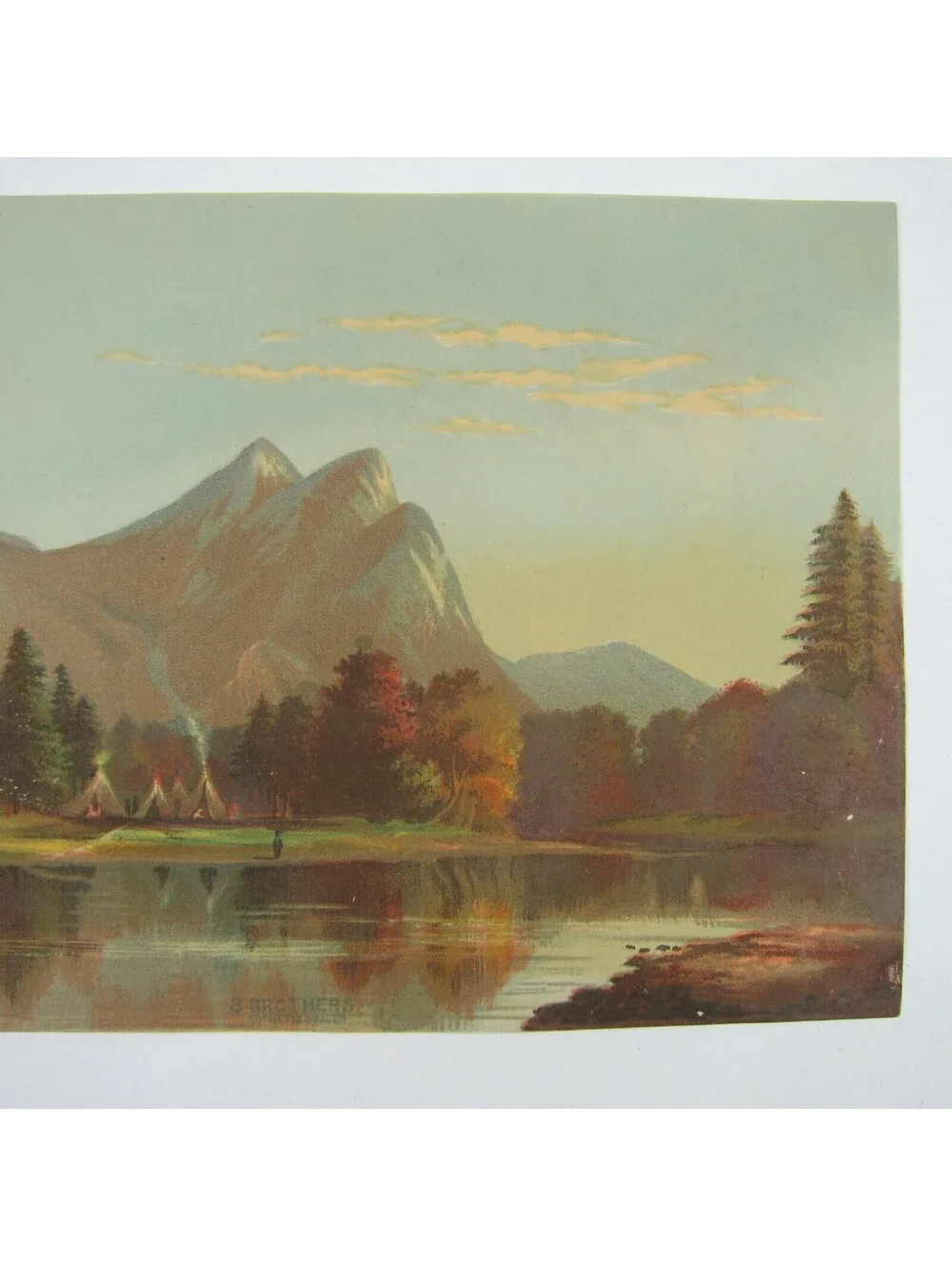 Chromolithograph Print 3 Brothers Rock Yosemite Valley California Antique 1871